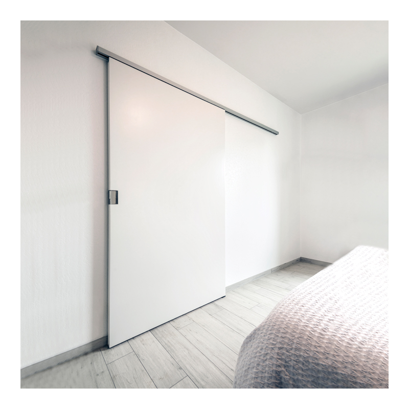 Kit complet de garniture, rail et accessoires, pour porte coulissante de séparation en bois