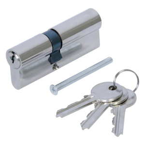 Cylindre de serrure, 35x45mm, 3 clés, finition laiton nickelé brillant - ITAR