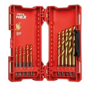 	Coffret 10 forets métal HSS-G Red Hex - MILWAUKEE